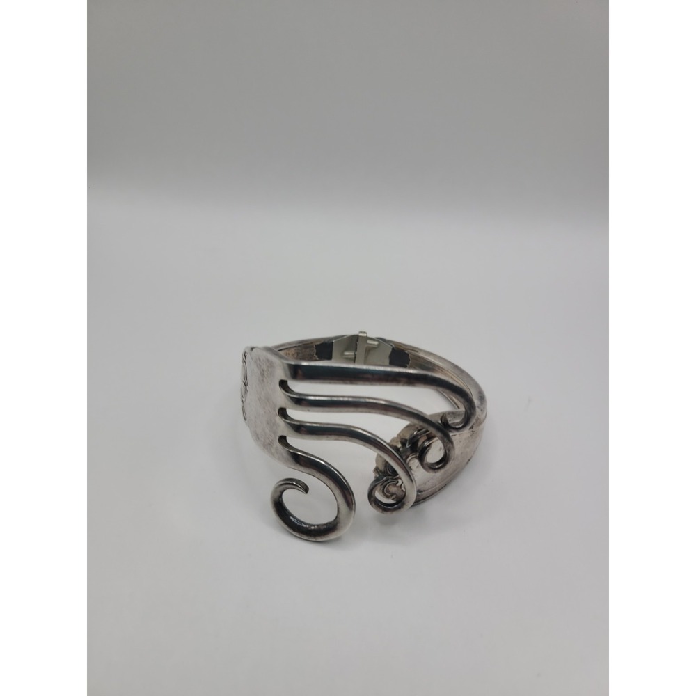 Silver Tone Hinged Cuff Bracelet Ornate Scrollwork Wide Swirl Statement Jewelry